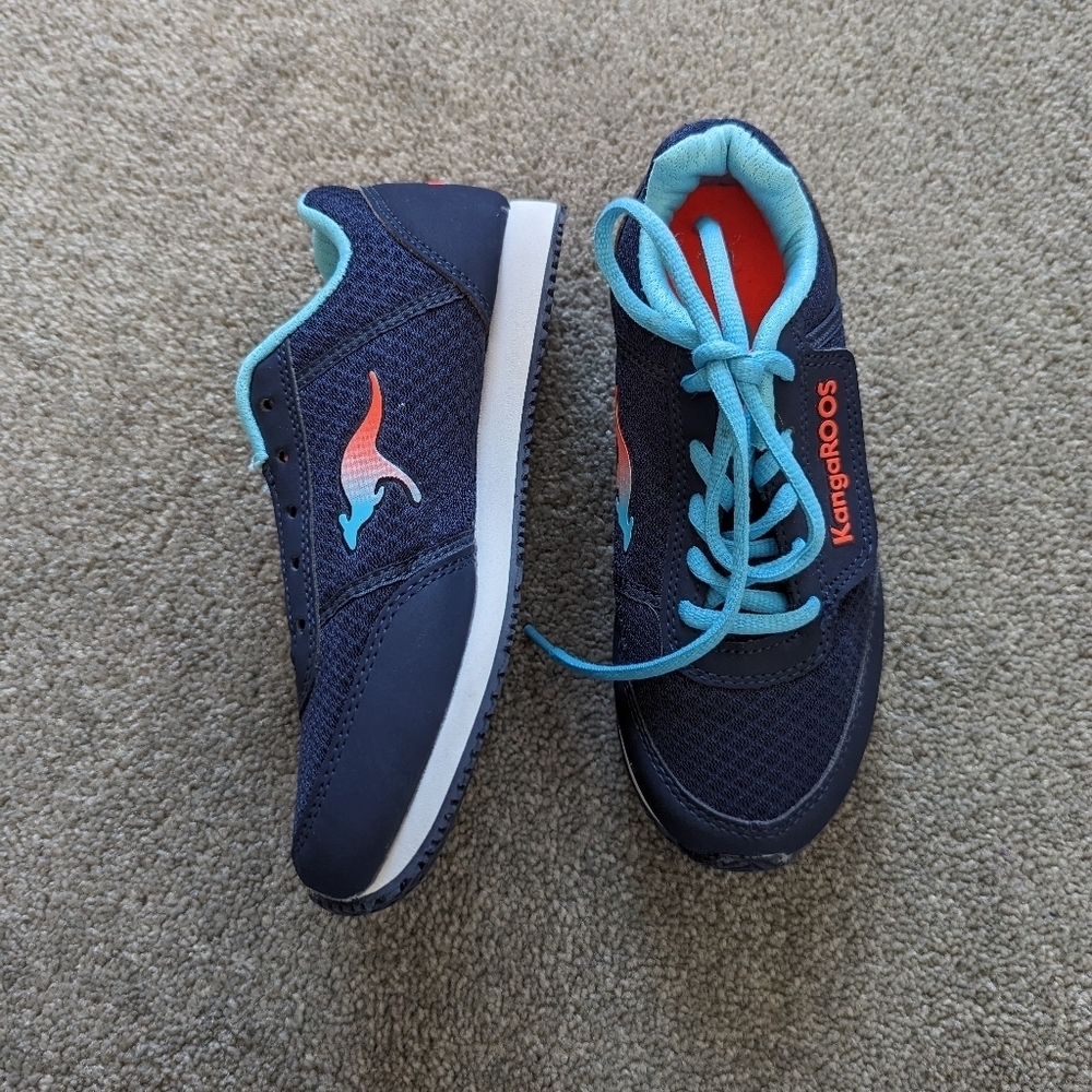 Kangaroos blue and orange sneakers kids size 1